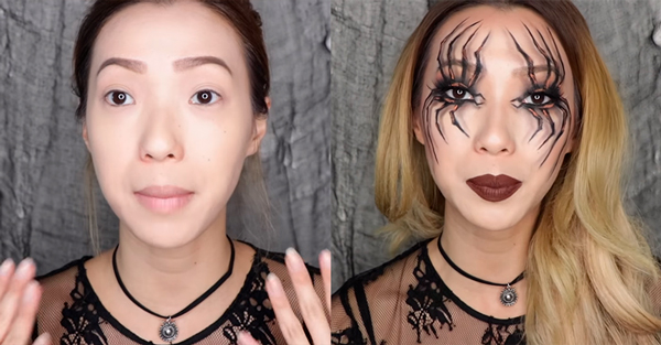maquillaje de araña para halloween paso 1